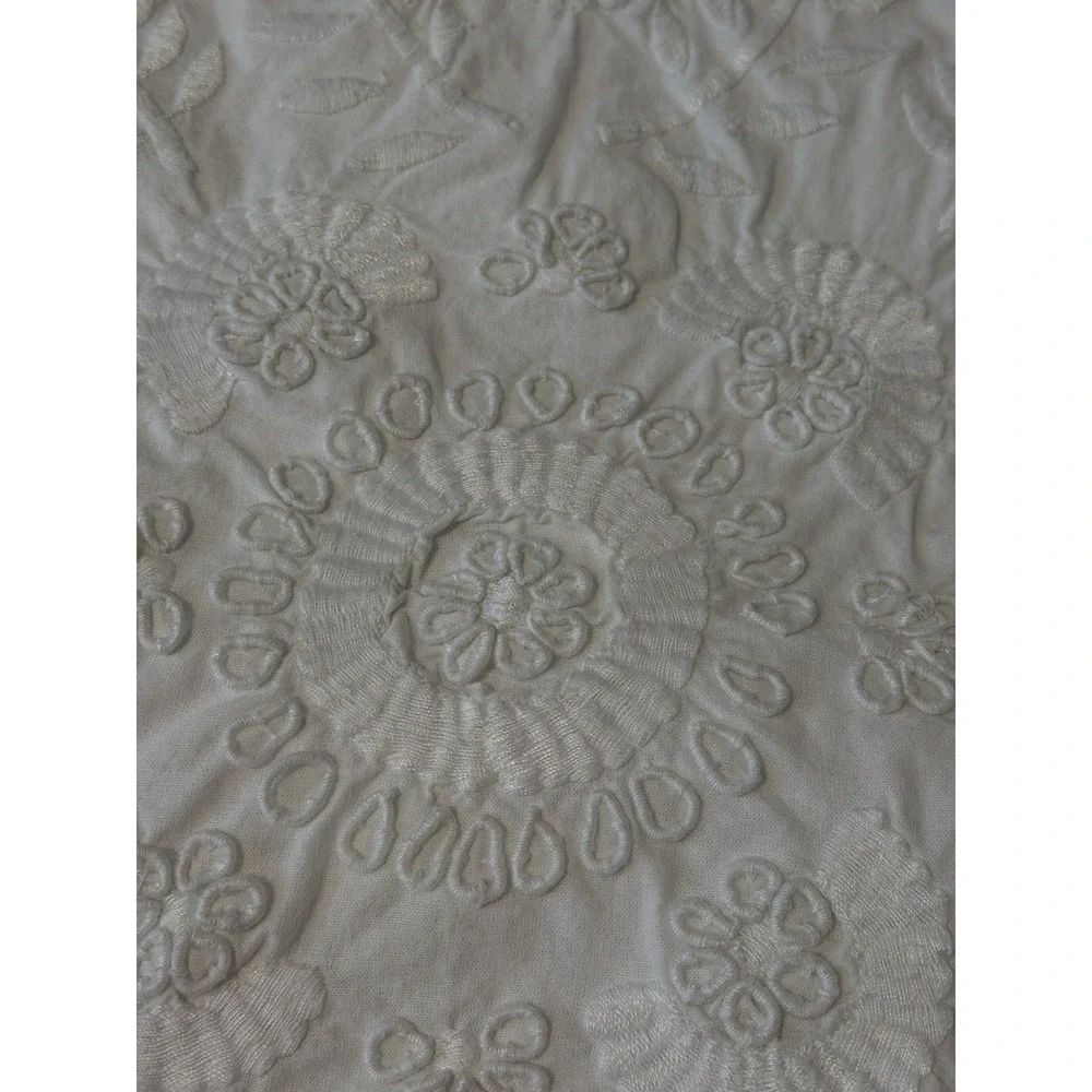 Pottery Barn Sham 1 White Ruffle Embroidered Standard Cottagecore French Country